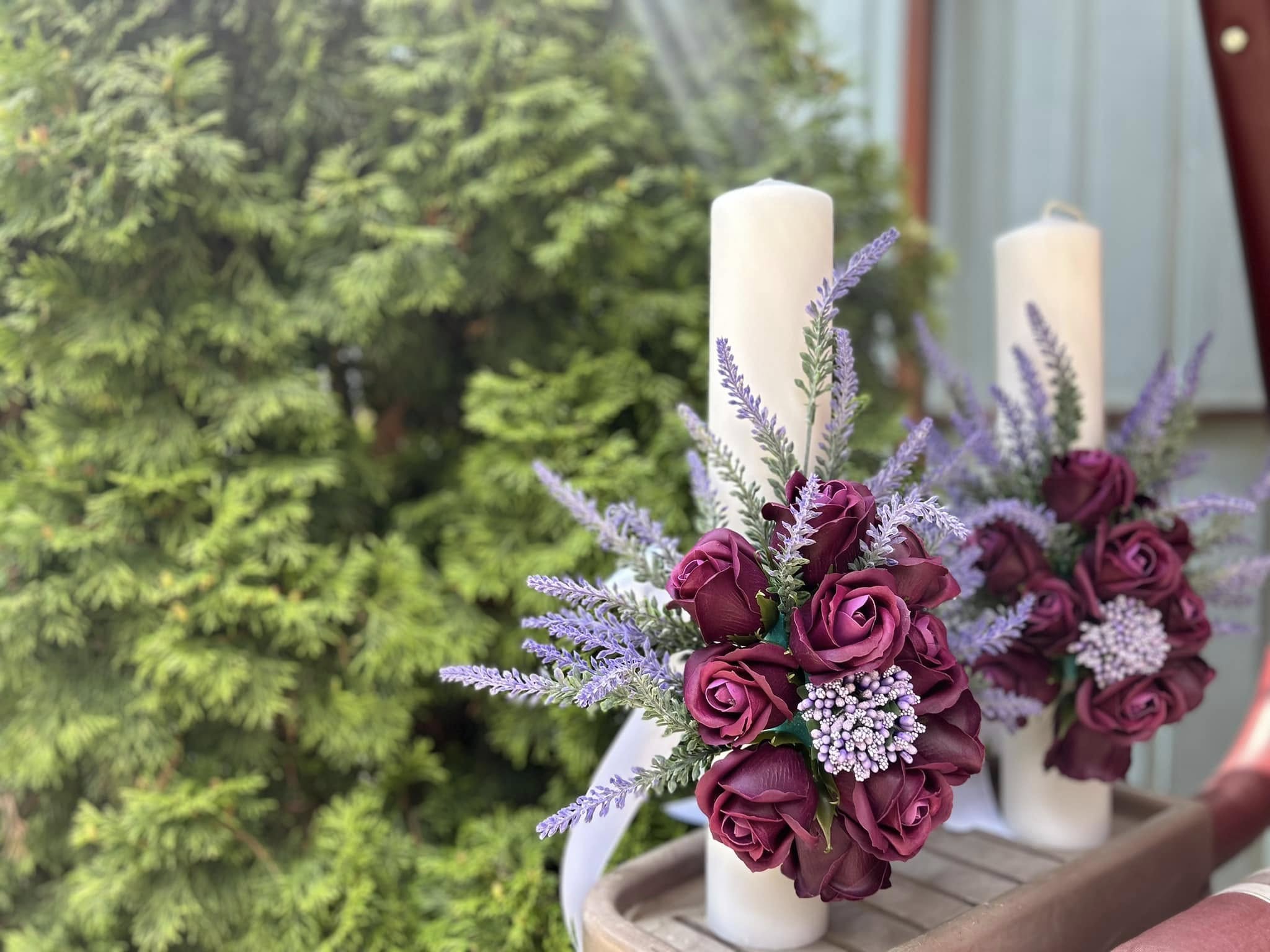 Lumânări nuntă și botez personalizate București - Aranjamente florale ceremonie PIM MOOD