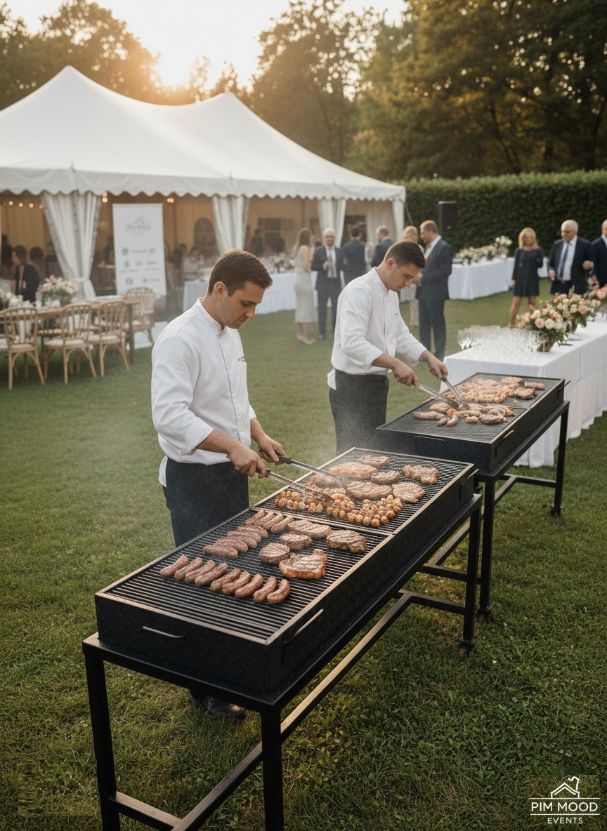 Închiriere grătar profesional pentru evenimente outdoor București, Ilfov și Prahova - Logistică live cooking PIM MOOD Events